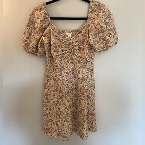 H&M Linen Blend | Floral Dress | Puff Sleeve | Medium
